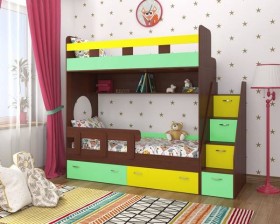 Детская двухъярусная кровать Юниор-1 Белый/Синий Распродажа в Кургане - kurgan.katalogmebeli.com | фото 4