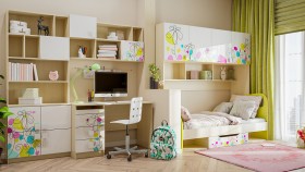 Детская комната Флёр (Белый/корпус Клен) в Кургане - kurgan.katalogmebeli.com | фото