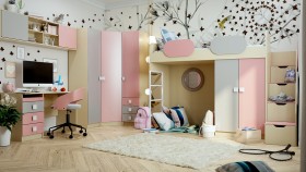 Детская комната Грэйси (Розовый/Серый/корпус Клен) в Кургане - kurgan.katalogmebeli.com | фото