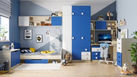 Детская комната Скай (Синий/Белый/корпус Клен) в Кургане - kurgan.katalogmebeli.com | фото