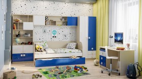 Детская комната Скай Люкс (Синий/Белый/корпус Клен) в Кургане - kurgan.katalogmebeli.com | фото