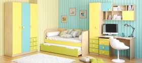 Детская комната Смайли (Желтый/Голубой/Зеленый/корпус Клен) в Кургане - kurgan.katalogmebeli.com | фото
