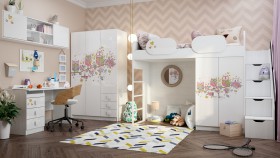 Детская комната Совушки (Белый/корпус Выбеленное дерево) в Кургане - kurgan.katalogmebeli.com | фото
