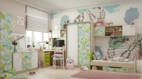 Детская комната Твит (Белый/Зеленый/корпус Клен) в Кургане - kurgan.katalogmebeli.com | фото