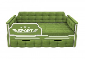Кровать 160 серии Спорт 2 ящика 76 Зелёный (мягкие боковые накладки) в Кургане - kurgan.katalogmebeli.com | фото