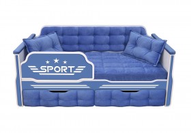 Кровать 180 серии Спорт 2 ящика 85 Синий (подушки) в Кургане - kurgan.katalogmebeli.com | фото