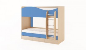 Кровать 2-х ярусная с ящиками (Беленый дуб/Синий) в Кургане - kurgan.katalogmebeli.com | фото