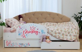 Кровать детская Эльза с бортиком Принцесса Белый/Бежевый в Кургане - kurgan.katalogmebeli.com | фото