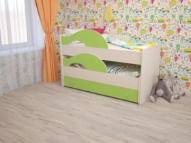 Кровать детская Радуга 1600 Млечный дуб/Салатовый в Кургане - kurgan.katalogmebeli.com | фото