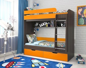 Кровать двухъярусная Юниор-5  Бодего/Оранжевый в Кургане - kurgan.katalogmebeli.com | фото