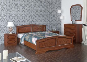 Кровать Елена из массива сосны 1600*2000 Орех в Кургане - kurgan.katalogmebeli.com | фото