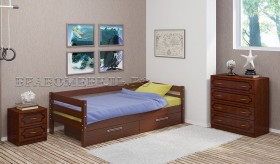 Кровать одинарная ГЛОРИЯ из массива сосны  900*2000 (Орех) в Кургане - kurgan.katalogmebeli.com | фото