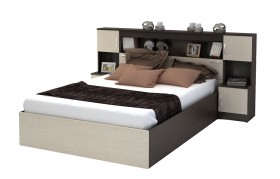 Кровать с прикроватным блоком КР 552 Спальня Basya (венге/белфорт) в Кургане - kurgan.katalogmebeli.com | фото