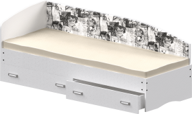 Кровать Софа-9 с мягкой спинкой с рисунком Милана (900х1900) Белый в Кургане - kurgan.katalogmebeli.com | фото