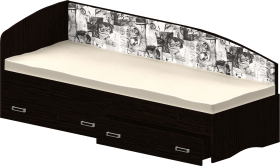 Кровать Софа-9 с мягкой спинкой с рисунком Милана (900х1900) Венге в Кургане - kurgan.katalogmebeli.com | фото