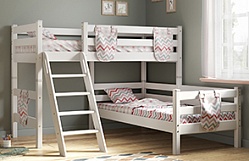Кровать Соня вариант 8 угловая с наклонной лестницей Белый полупрозрачный в Кургане - kurgan.katalogmebeli.com | фото