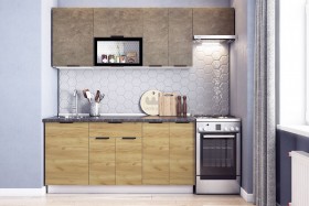 Кухонный гарнитур Стоун 2.2 (белый/камень темно-серый/акация светлая) в Кургане - kurgan.katalogmebeli.com | фото