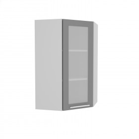 Квадро ВПУС 550 шкаф верхний угловой со стеклом высокий (Железо/корпус Серый) в Кургане - kurgan.katalogmebeli.com | фото