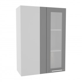 Квадро ВПУС 650 шкаф верхний угловой со стеклом высокий (Железо/корпус Серый) в Кургане - kurgan.katalogmebeli.com | фото