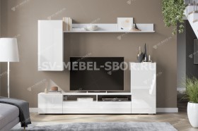Мебель для гостиной МГС 4 (Белый/Белый глянец) в Кургане - kurgan.katalogmebeli.com | фото