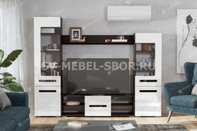 Мебель для гостиной МГС 6 (Исполнение 1/Венге/Белый глянец) в Кургане - kurgan.katalogmebeli.com | фото 1