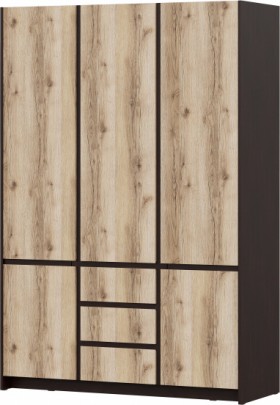 Модульная система "Прага" Шкаф для одежды трехстворчатый Дуб Венге/Дуб Делано в Кургане - kurgan.katalogmebeli.com | фото