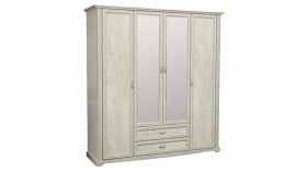 Шкаф для одежды "Сохо" (бетон пайн белый/2 ящика/зеркало) в Кургане - kurgan.katalogmebeli.com | фото