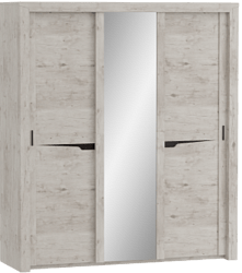 Шкаф трехдверный Соренто с раздвижными дверями Дуб бонифаций/Кофе структурный матовый в Кургане - kurgan.katalogmebeli.com | фото 1
