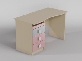 Стол (столешница с выемкой) Грэйси (Розовый/Серый/корпус Клен) в Кургане - kurgan.katalogmebeli.com | фото